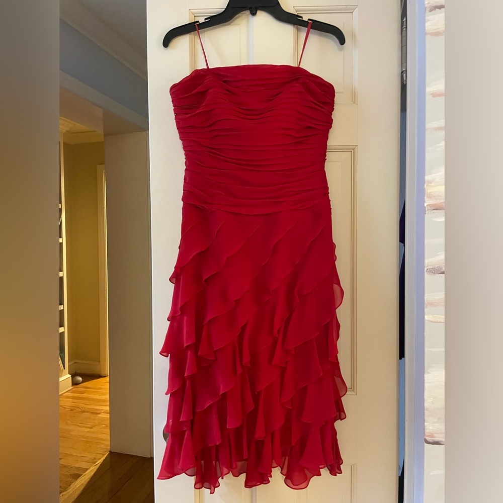 Kay Unger, red formal midi dress size 10